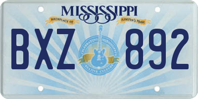 MS license plate BXZ892