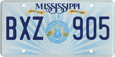 MS license plate BXZ905