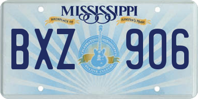 MS license plate BXZ906
