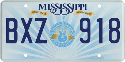 MS license plate BXZ918