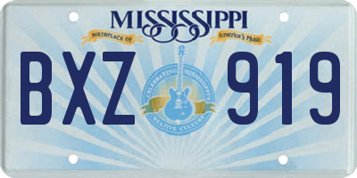 MS license plate BXZ919