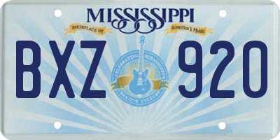 MS license plate BXZ920