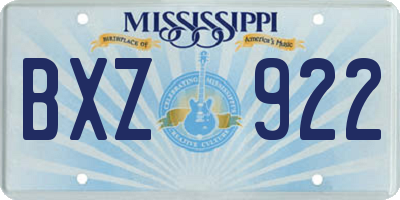 MS license plate BXZ922