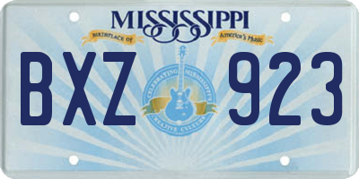 MS license plate BXZ923