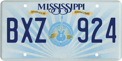 MS license plate BXZ924