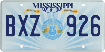 MS license plate BXZ926