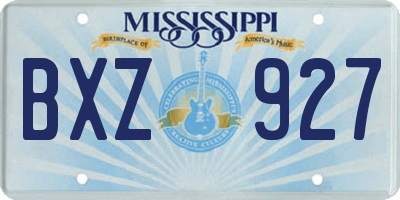 MS license plate BXZ927