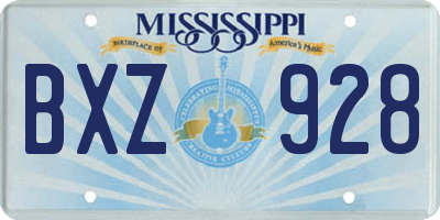 MS license plate BXZ928