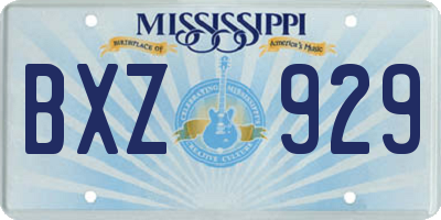MS license plate BXZ929