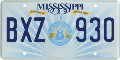 MS license plate BXZ930