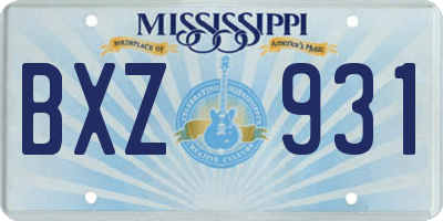 MS license plate BXZ931