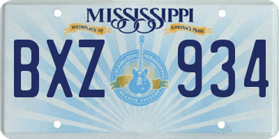 MS license plate BXZ934