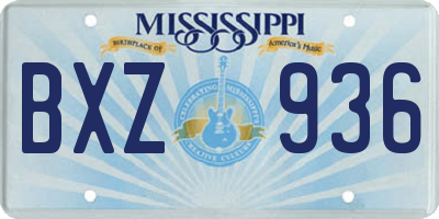 MS license plate BXZ936