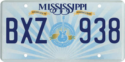 MS license plate BXZ938