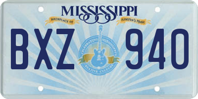 MS license plate BXZ940