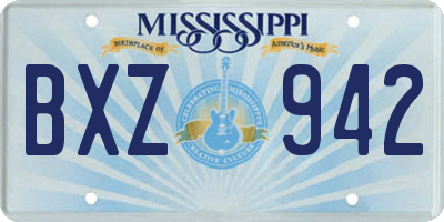 MS license plate BXZ942