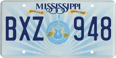 MS license plate BXZ948