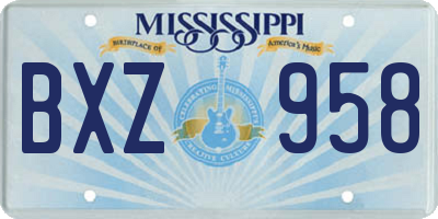 MS license plate BXZ958