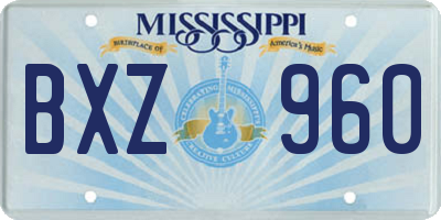 MS license plate BXZ960
