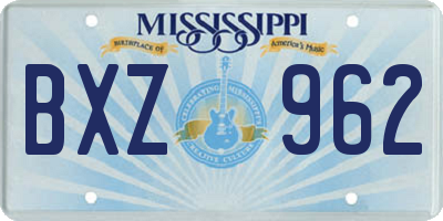 MS license plate BXZ962