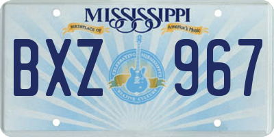 MS license plate BXZ967