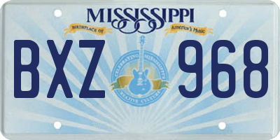 MS license plate BXZ968