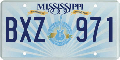 MS license plate BXZ971