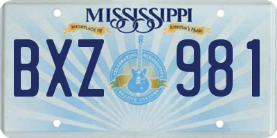 MS license plate BXZ981