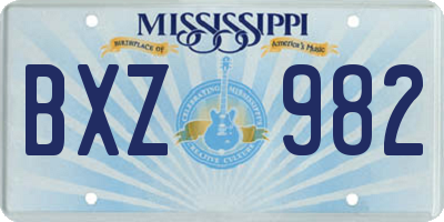 MS license plate BXZ982