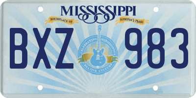 MS license plate BXZ983