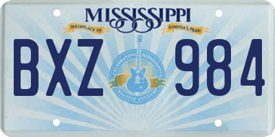 MS license plate BXZ984