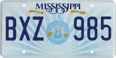 MS license plate BXZ985