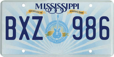 MS license plate BXZ986