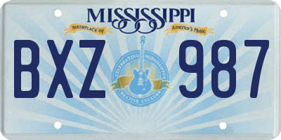 MS license plate BXZ987