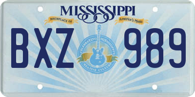 MS license plate BXZ989
