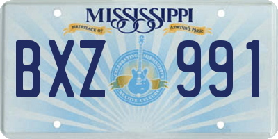 MS license plate BXZ991