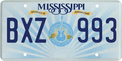 MS license plate BXZ993