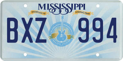 MS license plate BXZ994