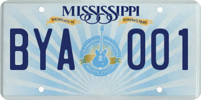 MS license plate BYA001