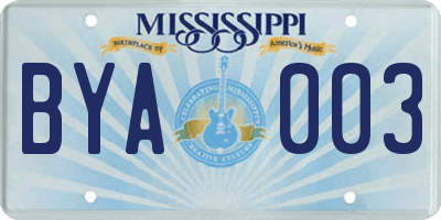 MS license plate BYA003