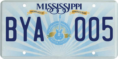 MS license plate BYA005