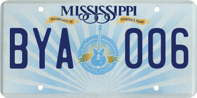 MS license plate BYA006