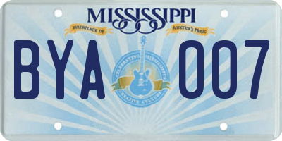MS license plate BYA007