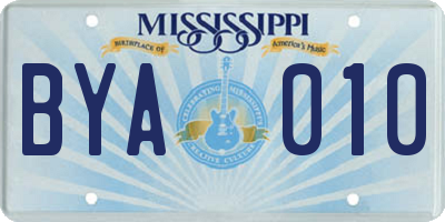 MS license plate BYA010