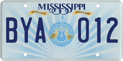 MS license plate BYA012
