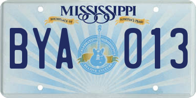 MS license plate BYA013