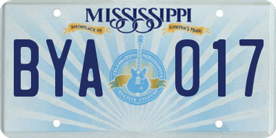 MS license plate BYA017