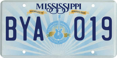 MS license plate BYA019