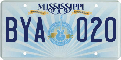 MS license plate BYA020