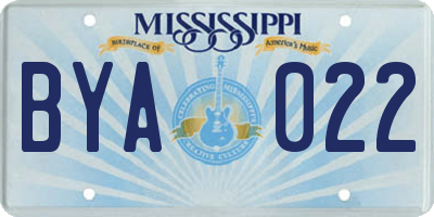 MS license plate BYA022